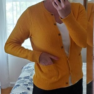 Loft golden yellow soft crewneck cardigan